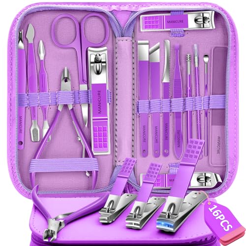 16-Piece Stainless Steel Manicure & Pedicure Set with Travel Case