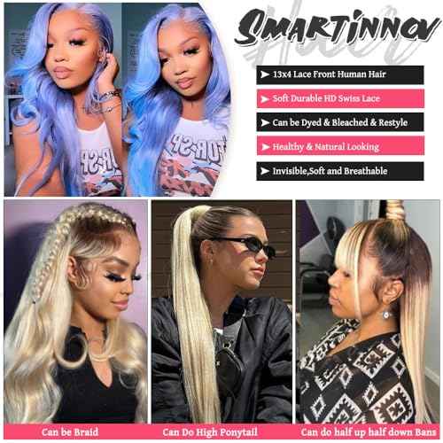 13x4 HD Lace Frontal Wigs 1B613 Ombre Blonde Human Hair Pre Plucked 150% Density 24 Inch Straight Bleached Knots with Dark Roots Transparent Invisible Glueless Lace Front Human Hair wigs for Women