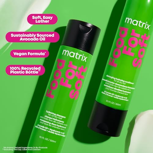 Matrix Food For Soft Shampoo & Conditioner Set For Dry and Brittle Hair - Moisturizes, Detangles and Cleanses, With Hyaluronic Acid & Avocado Oil