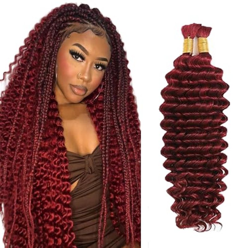#99J Burgundy Deep Wave Human Hair Bundles - 28 Inch, 3 Pack