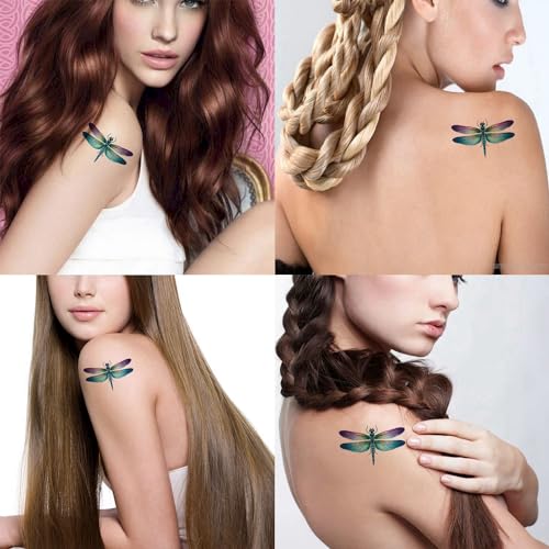 Dragonfly Temporary Tattoos - 6 Sheets Waterproof, 3-5 Day Wear