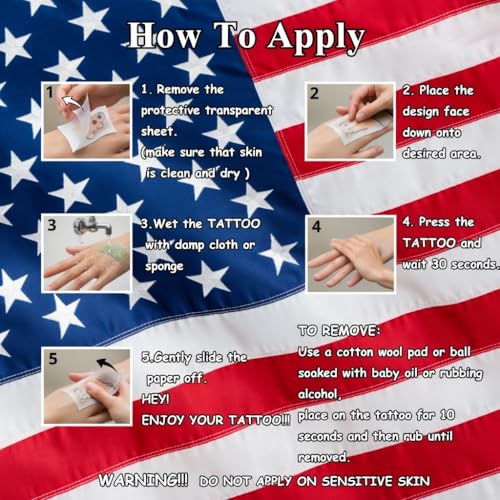 American Flag Temporary Tattoos 24pcs - 4th of July