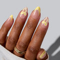 BTArtbox Short Almond French Tip Press On Nails - Sunny Side 32 Pcs Full Kit