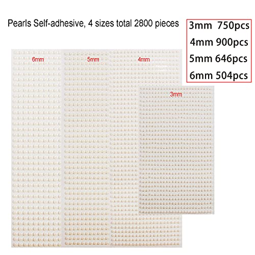 White Pearl Face Stickers 4 Sheets - 2800 Self-Adhesive Gems