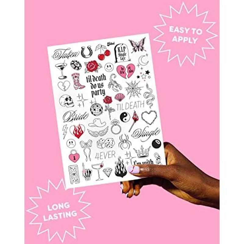 xo, Fetti Realistic Bachelorette Temporary Tattoos - 100 Foil Styles | Bachelorette Party Decoration, Bridesmaid Favor, Bride to Be Gift + Bridal Shower Supplies