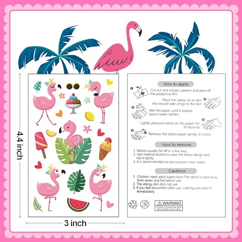 Cerlaza 235 Flamingo Temporary Tattoos, 10 Sheets Party Favors