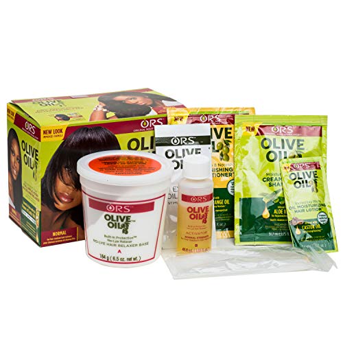 ORS Olive Oil Built-In Protection Full Application No-Lye Hair Relaxer - Normal, Moisture Restore Creamy Aloe Shampoo, Strengthen & Nourish Replenishing Conditioner - Bundle