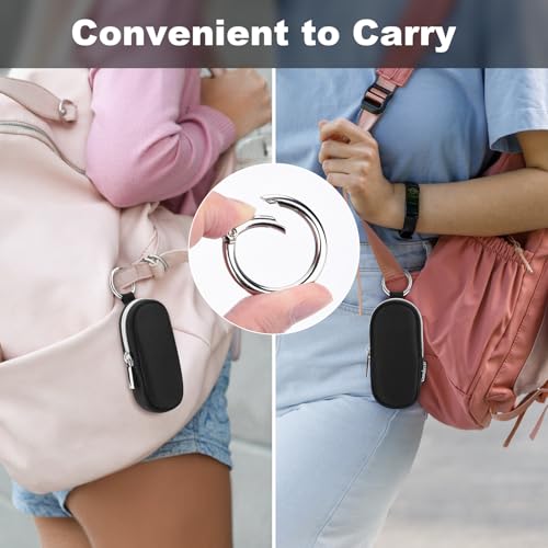 Portable Lip Balm Organizer Case with Keychain, Travel Chapstick Holder Storage Bag, Waterproof Small Cosmetic Organizer, Anti-Lost Lipstick Lip Gloss Sleeve Pouch Keeper Case (Black, Large)