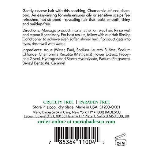 Mario Badescu Chamomile Shampoo for Oily and Sensitive Scalps | Gentle Shampoo that Clarifies and Soothes |Formulated with Chamomile Extract
