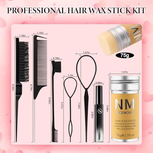 7-Piece Hair Wax Stick Set with Edge Brush & Comb