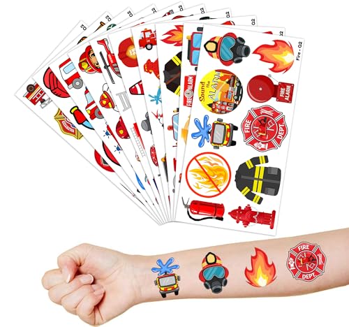 100 PCS Firetruck Temporary Tattoos for Kids
