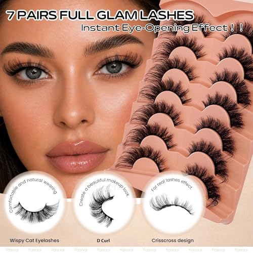 Yasnai 9D Cat Eye False Eyelashes 7 Pairs - Mink Fluffy