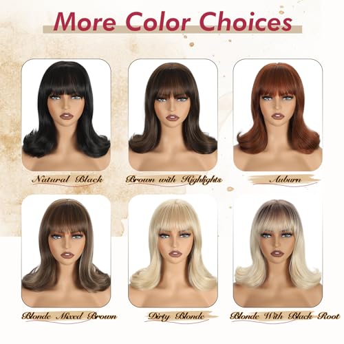 LEOSA Short Bob Wig 4x4 Scalp Auburn Shoulder Length 14in