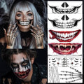 8-Piece Skeleton Halloween Face Tattoos - Waterproof Makeup Stickers