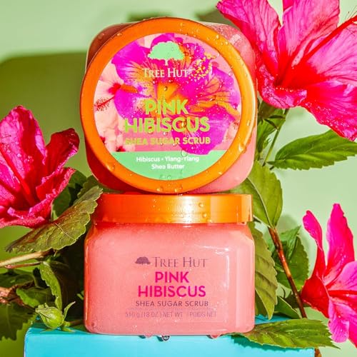 Tree Hut Pink Hibiscus Sugar Body Scrub 18 oz – Exfoliating, Vegan