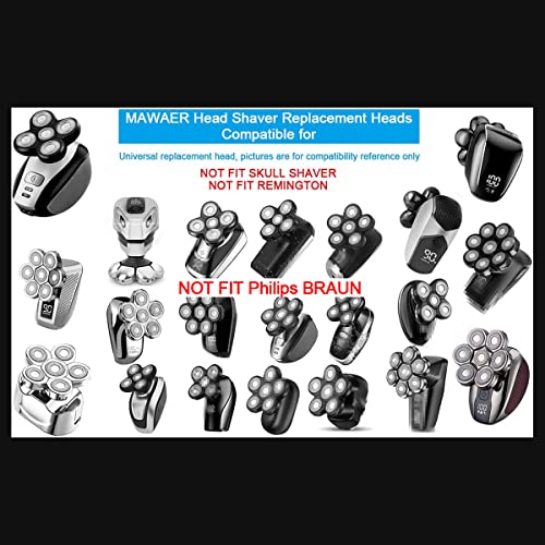 Universal 5 Blades Men's Electric Shaver Replacement Heads (5 Star series) for Head Shaver Universal replacement heads Wet and Dry (5 Blades, Black)