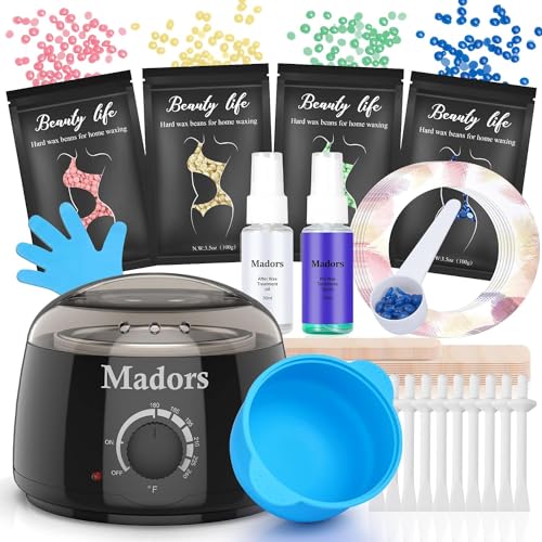 Waxing Kit for Women Madors Wax Warmer Hair Removal Kit with Intelligent Temperature Control Wax Machine and Hard Wax Beads