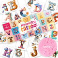72 PCS Individually Wrapped Temporary Tattoos - ABC Animal & Wildlife Designs, Pre-Cut for Birthday Party Favors & Creative Expression