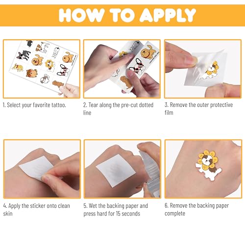 96PCS Dog Temporary Tattoos Waterproof Stickers