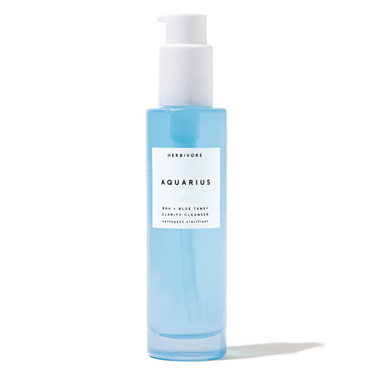 HERBIVORE Aquarius BHA + Blue Tansy Clarity Cleanser – Deep Cleansing, Gentle Exfoliation for Oily-Combination Skin, Plant-Based, Vegan, Cruelty-free, 3.3 oz