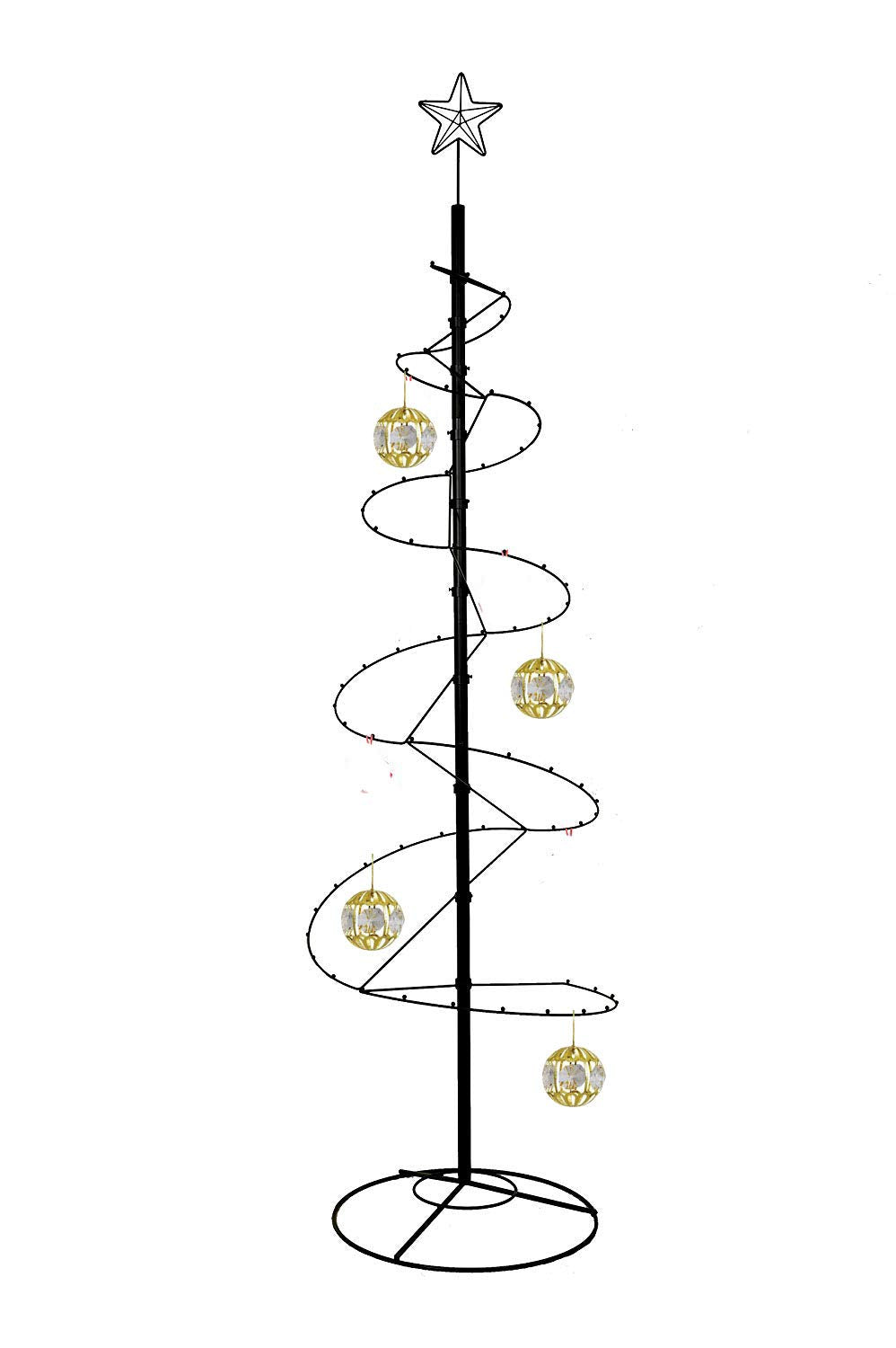 HOHIYA 7 Ft Metal Christmas Tree Spiral Wrought Iron Ornament Display Stand Hanger Wire Hook Hanging for Halloween Swarovski 2024 Decorations Gift Taiwan Made Black