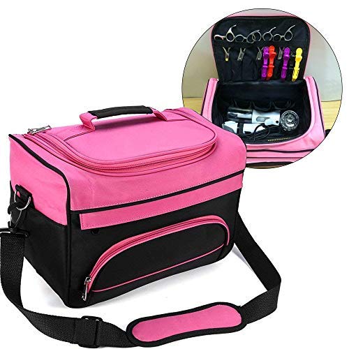 Professional Cosmetics Beauty Hairdressing Styling Bag, Multi-functional Hair Makeup Salon Hairdresser Toiletry Organizer Tool Bag Case Holder Box with Strap for Hair Stylist Shoulder Carrying