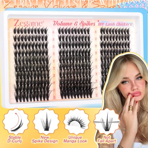 Manga Cluster Lashes 300Pcs 13-21MM D-Curly Wispy Eyelash Extensions