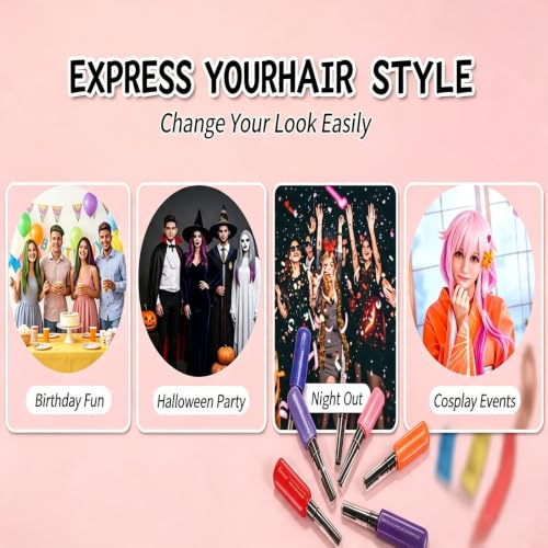 Gireatick Color Hair Chalk Dye Set - Washable Temporary Hair Mascara for Cosplay & Festivals
