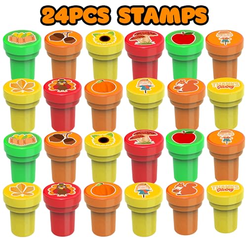 96-Piece Thanksgiving Party Favors Set - 72 Tattoos & 24 Stamps