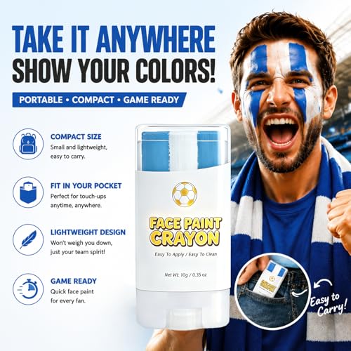 Argentina Flag Face Paint Stick - Non-Toxic, Washable 3-Color Makeup