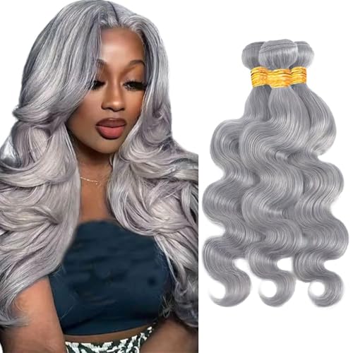 Silver Body Wave Human Hair 3 Bundles (16-20 Inch)