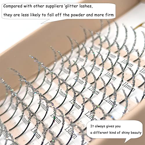 Silver Glitter Lash Extensions 11-16mm Faux Mink 120pcs