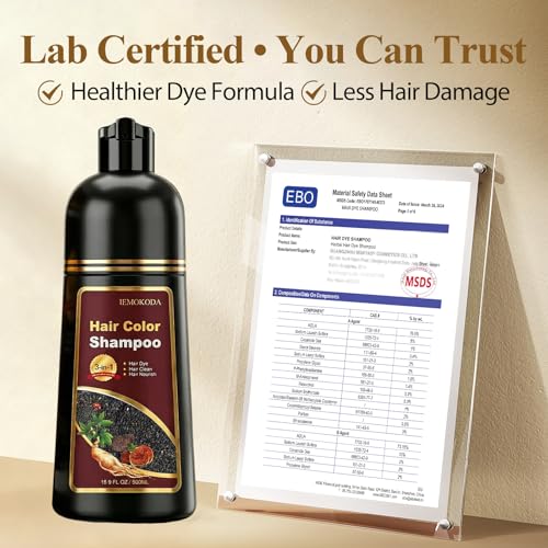 Burgundy Hair Dye Shampoo 3-in-1 for Gray Coverage - 16.9 Fl Oz