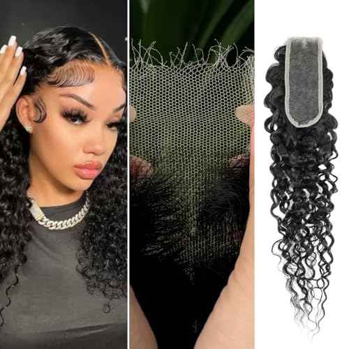 Water Wave 2x6 SKINLIKE Real HD Lace Closure Only 18 Inch, 12A Wet n Wavy 0.09 mm Ultra-thin Invisible 2 by 6 Kim K HD Swiss Lace Closure Human Hair Pre Plucked Virgin 2x6 Closure Natural Black
