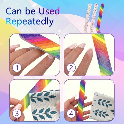 12-Pack Colorful Double-Sided Nail Files 100/180 Grit Manicure Pedicure Tools