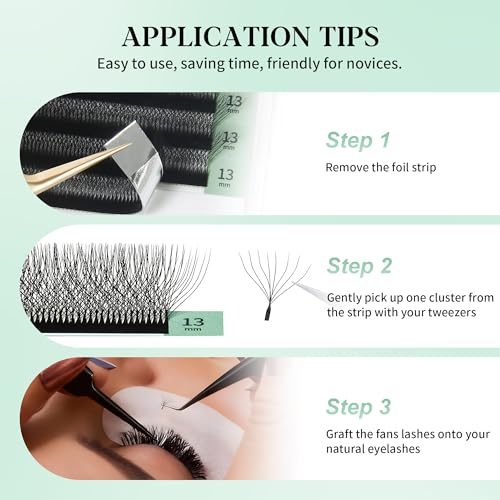 W Eyelash Extensions 8D Russian Volume Premade Fan Natural Soft Matte Black Lash Professional Salon Supplies(8D,0.07,D,9-13mm)