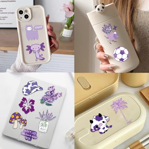 60 Pack Purple Aesthetic Stickers - Waterproof Vinyl Decals