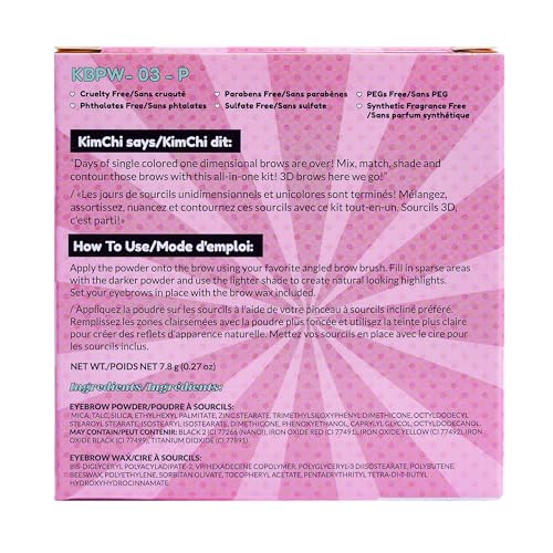 KimChiChic Beauty Kimbrowly Eyebrow Powder Duo with Brow Wax - Natural Looking Brows, 3D Effect, Cruelty Free, Medium Deep P 0.27oz