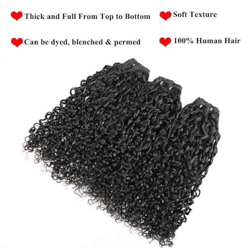 16A Double Weft Pixie Bouncy Curly Human Hair Bundles 18 Inch 1 Bundle Burmese Curly Human Hair Bundles 3C4A 100% Unprocessed Brazilian Raw Virgin Hair Extensions Quick Weave Extensions Natural Color