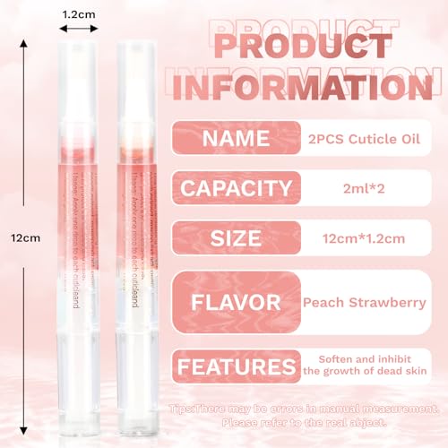 Cuticle Oil Pen Duo - Peach & Strawberry Flavors, Hydrating Nail Care