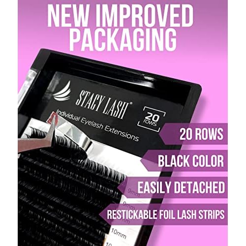 Eyelash Extensions J Curl by Stacy Lash/Black Individual Mink Lashes Supplies (0.15mm, 11mm)