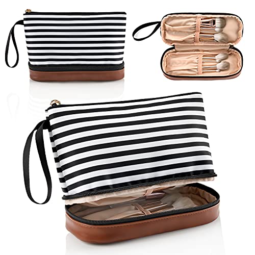 Ethereal Small Makeup Bag Organizer - Double Layer Travel Pouch