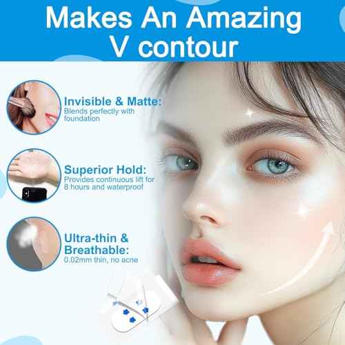 180PCS Neck Tape Lifting Invisible,Face Lift Tape,Face Tape Lifting Invisible, Face Lift Tape Invisible for Makeup - V-Shaped Facial Tape for Instant Lifting of Neck, Jawline, Cheeks & Double Chin