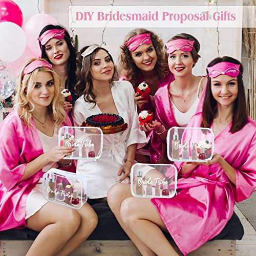 Amylove 10 Pcs Bridesmaid Makeup Bag for Bridal Party Gifts Clear Makeup Bags Toiletry Bridesmaid Proposal Gift Cosmetic travel Cosmetic Bag for Wedding Bachelorette Party Favor(White)