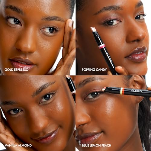 Blanc Double Shadow Stick - 48HR Long Lasting Dual-Tone Eye Shadow Pencil - Combines Glitter w/Soft Matte or Shimmer - Waterproof & Smudge-Proof Eyeshadow Makeup 0.05 oz (#01 Gold-Espresso)