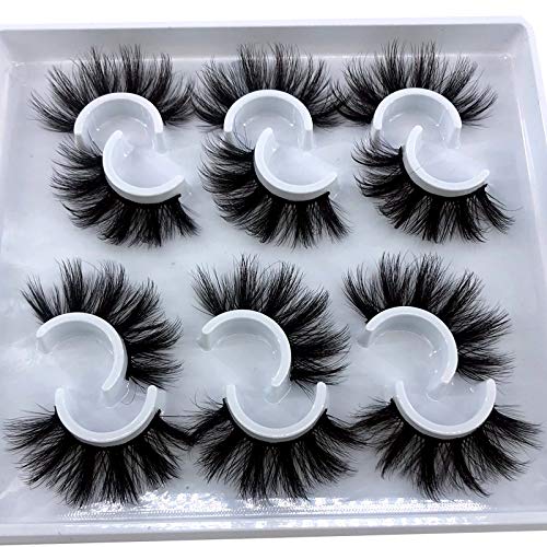 6 Pairs Fluffy 3D Faux Mink False Eyelashes (25mm)