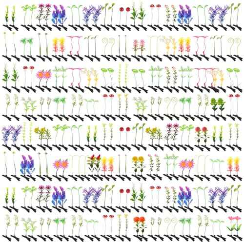 Tigeen 300 Pieces Bean Sprout Hair Clip Funny Plant Hairpins Little Grass Sprout Clips Flower Butterfly Mushroom Hair Accessories Barrettes Headwear for Women Party