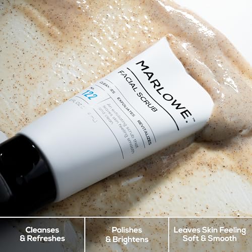 Marlowe Facial Scrub for Men - Gentle Exfoliator with Apricot & Pumice, 6 oz