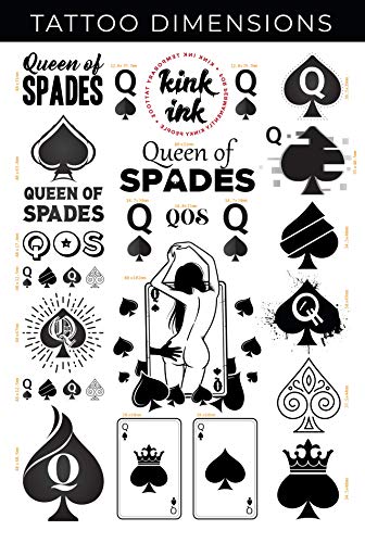 23 Queen of Spades Temporary Tattoo A4 Sheet