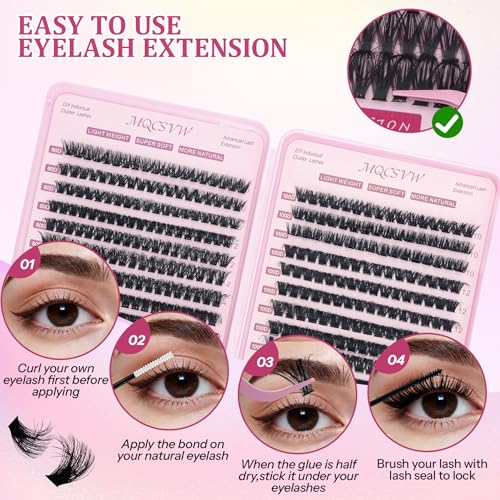 80D+100D Lash Clusters Kit with Tools - Wispy Fluffy Extensions 10-18mm